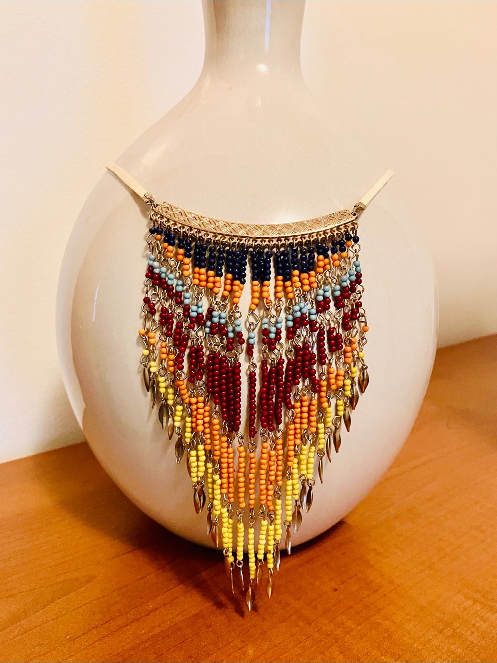 Boho Multicolor Beaded Fringe Necklace - Women Jewelry